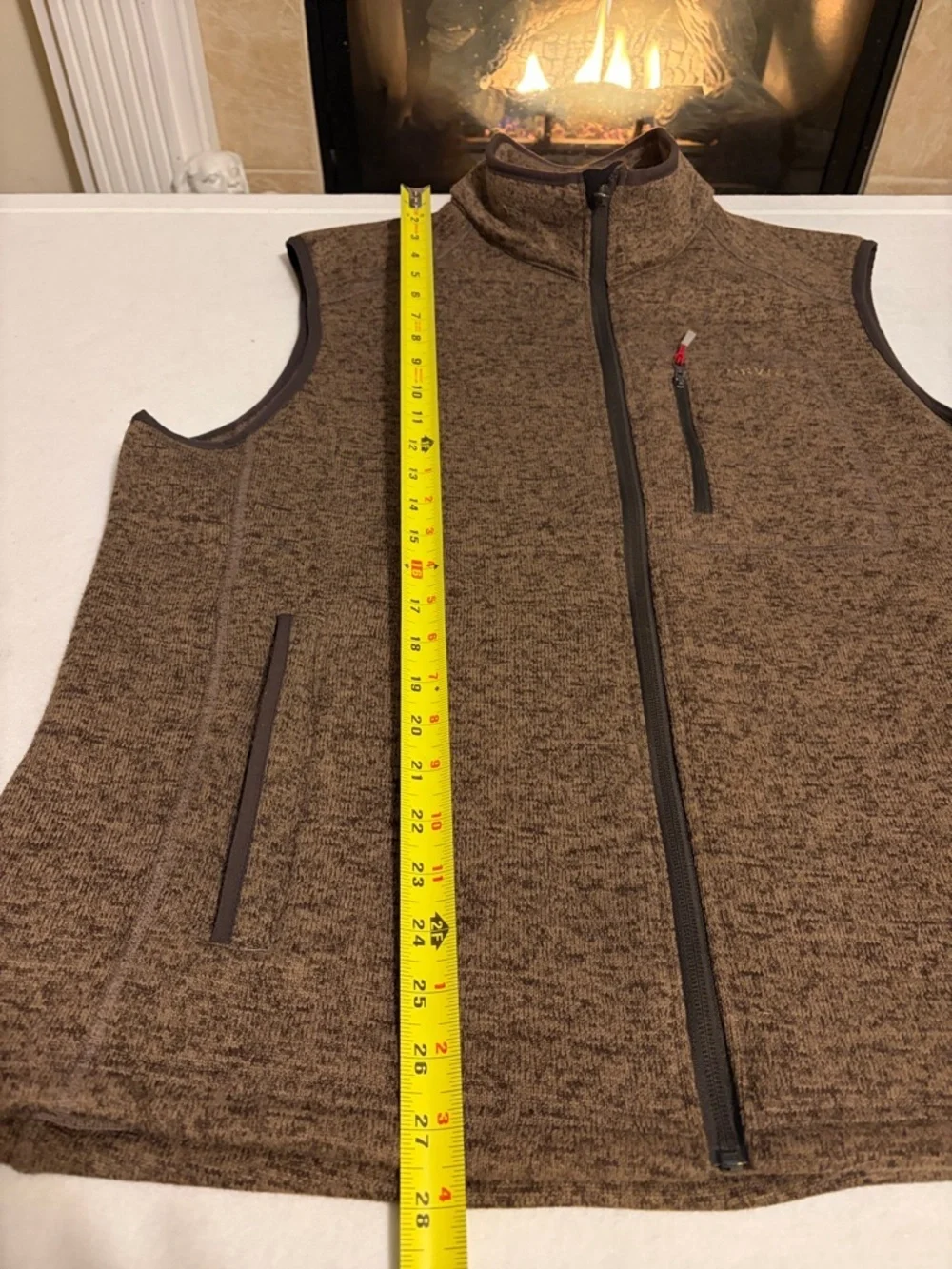 Orvis Brown Denali Sweater Fleece Vest Full Zip XL